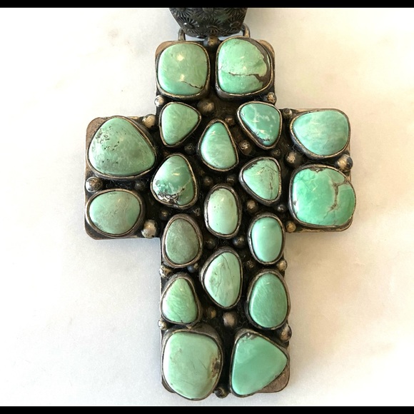 Dan Dodson Jewelry Vintage Designer Turquoise Sterling Silver Cross